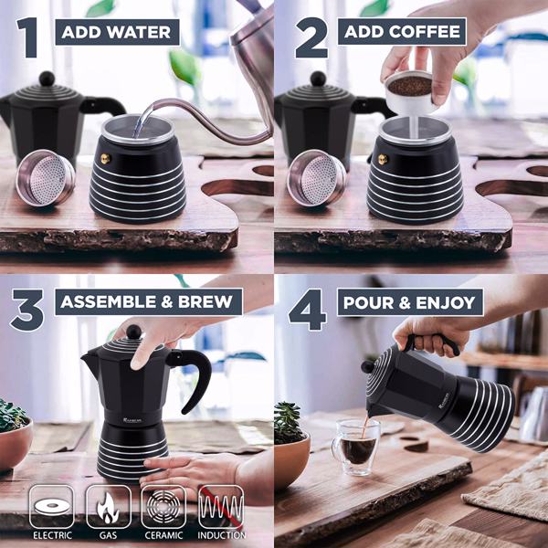Stovetop Espresso Maker 3 Cup Moka Pot Greca Coffee Maker – Memaw's Country  Blend Coffee